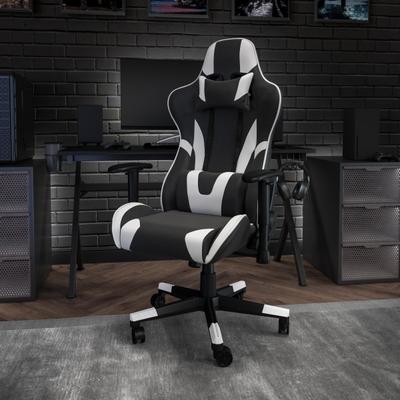Flash Furniture X20 Ergonomic Leathersoft Faux Leather High-Back Racing Gaming Chair, White/black
