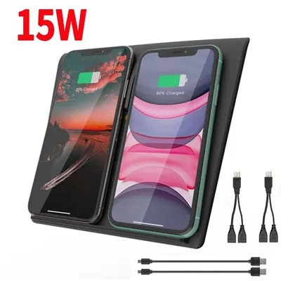 15w Auto kabelloses Ladegerät für Tesla Modell 3 2013-2017 Zubehör intelligentes Schnell ladegerät USB-Anschluss Dual Phone Ladepad Image