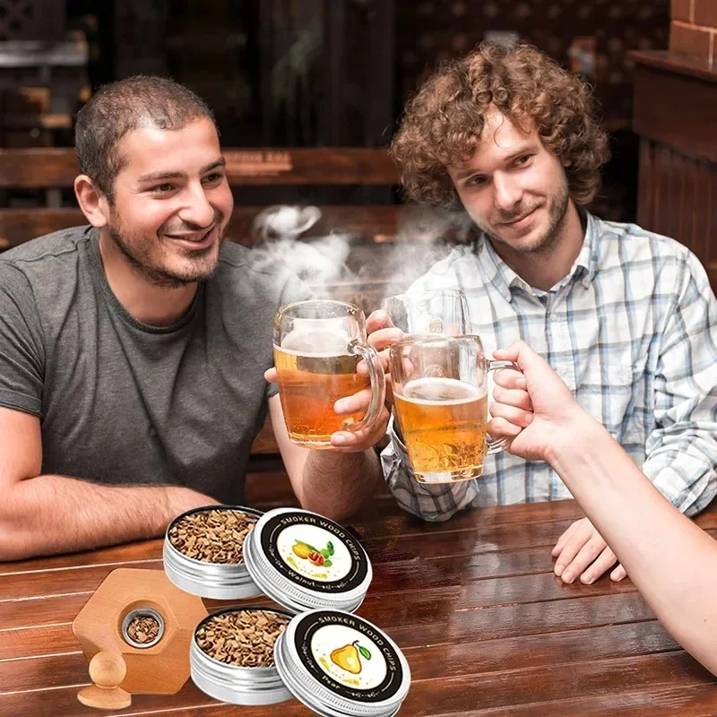Cocktail-Räucher-Set, Whiskey, Holz, geräuchertes Holz, Haube, Raucher für Getränke, Küche, Bar, Zubehör, Werkzeuge, Bar-Cocktail Image