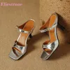 Neue Sommer Sexy Gold Silber Frauen Sandalen Karree Hohe Stiletto Heels Dame Casual Schuhe Plus Große Kleine Größe 32 43 48