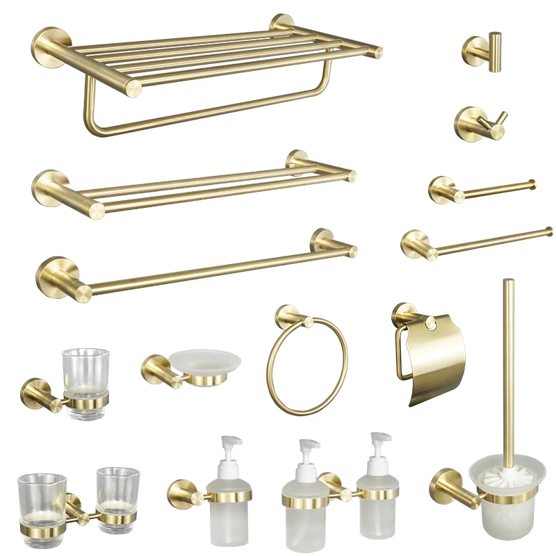 Hohe Qualität Gebürstet Gold Wand Handtuch Bar Toilettenpapier Halter Robe Handtuch Haken Handtuch Rack Bad Zubehör Kit