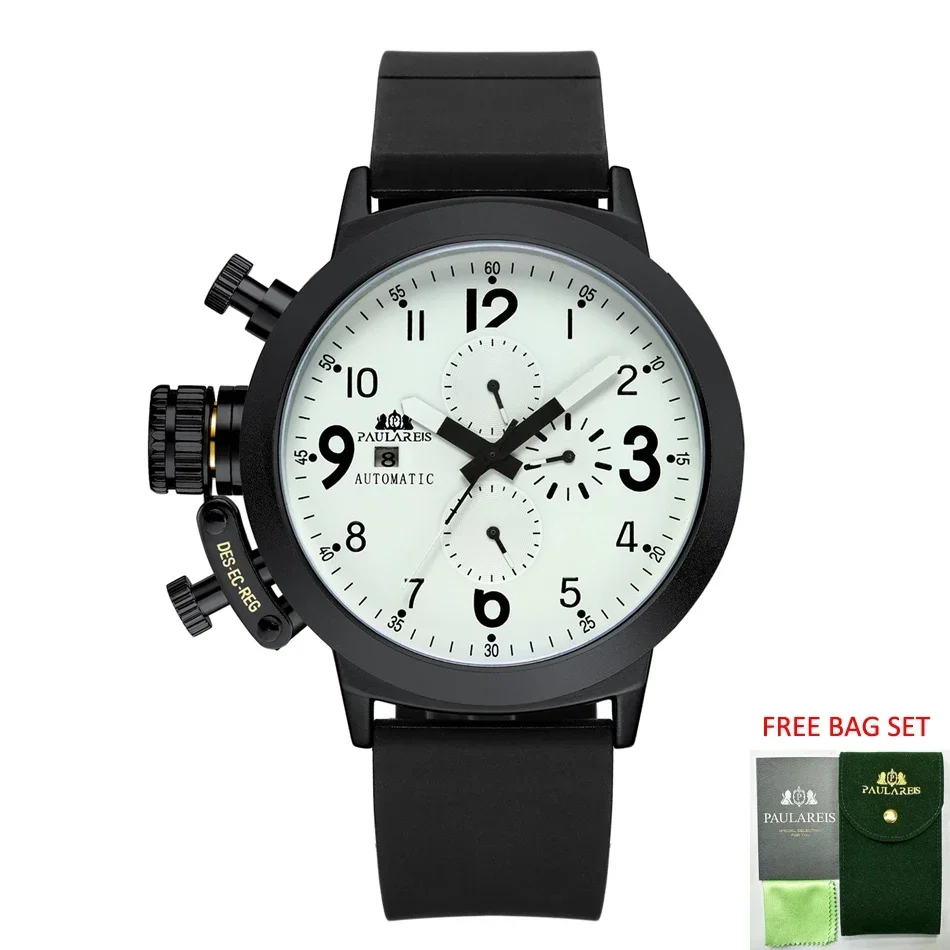 Automatische Uhren für Männer Mechanische Selbst Wind Gummi Boot Fall Orange Blau Gelb Grau Mode U Links Hand Reloj Hombre Baratos