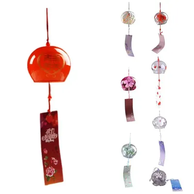 Japanese Wind Chimes Romantic Flower Wind Chimes for Home Decors Traditional Lucky Small Wind Chimes Indoor Outdoor Garden Bell