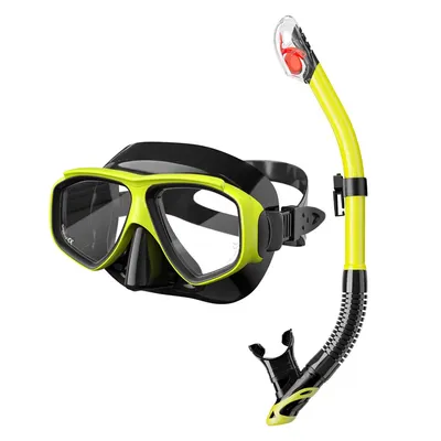 JSJM Professional Anti-Fog Swimming & Scuba Diving Mask with UV Protection, Silicone Snorkeling Goggles & Tube Set for Adults