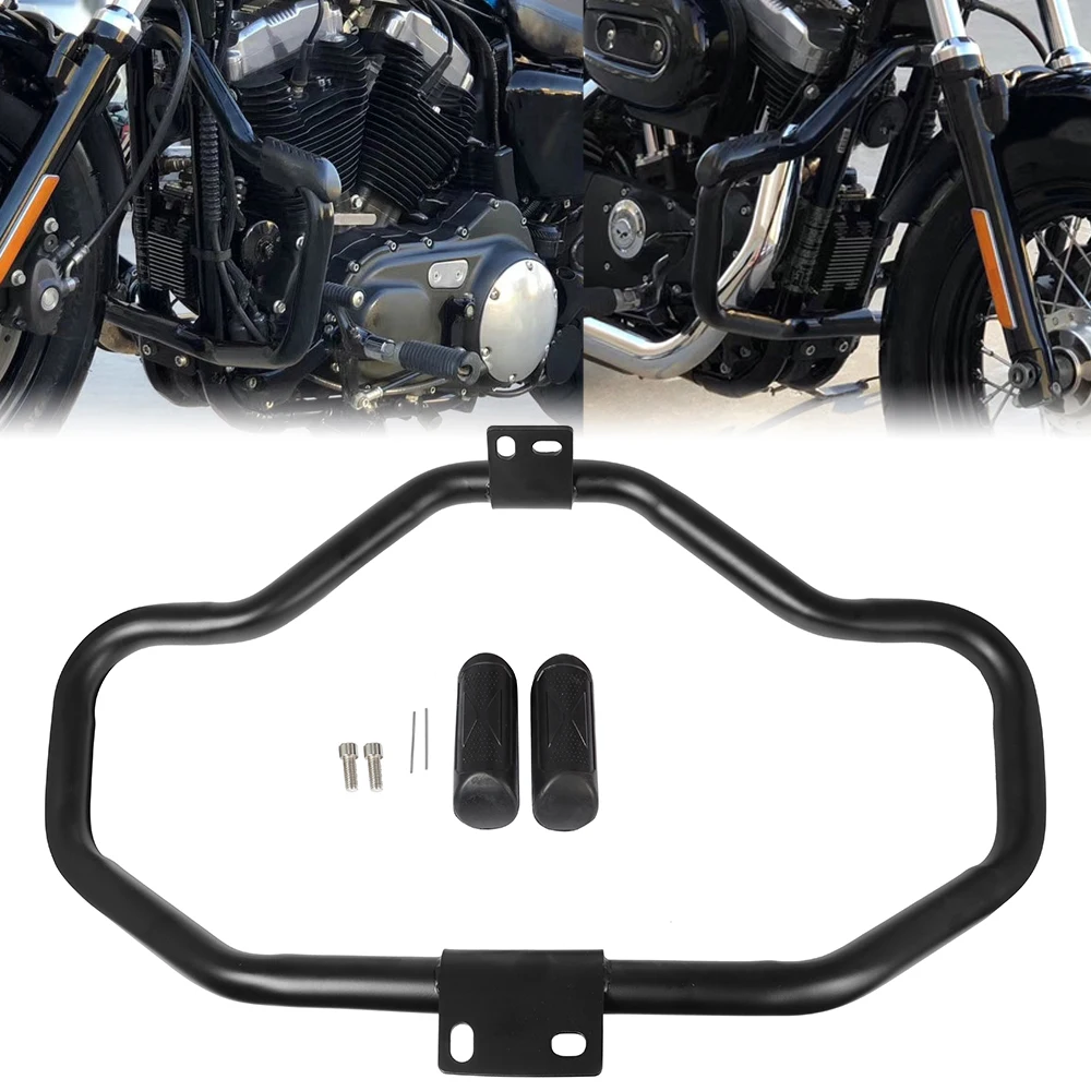 Black Motorcycle Mustache Highway Crash Bar Front Engine Guard For Harley Sportster 1200 883 XL 48 72 Iron 883