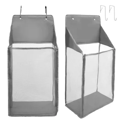 2Pcs Foldable Wall Hanging Mesh Laundry Basket Over the Door Laundry Hamper Portable Hanging Hamper