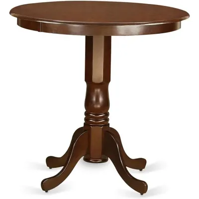 Jackson Counter Height Dining Round Dinner Table Top with Pedestal Base, 36x36 Inch, Mahogany