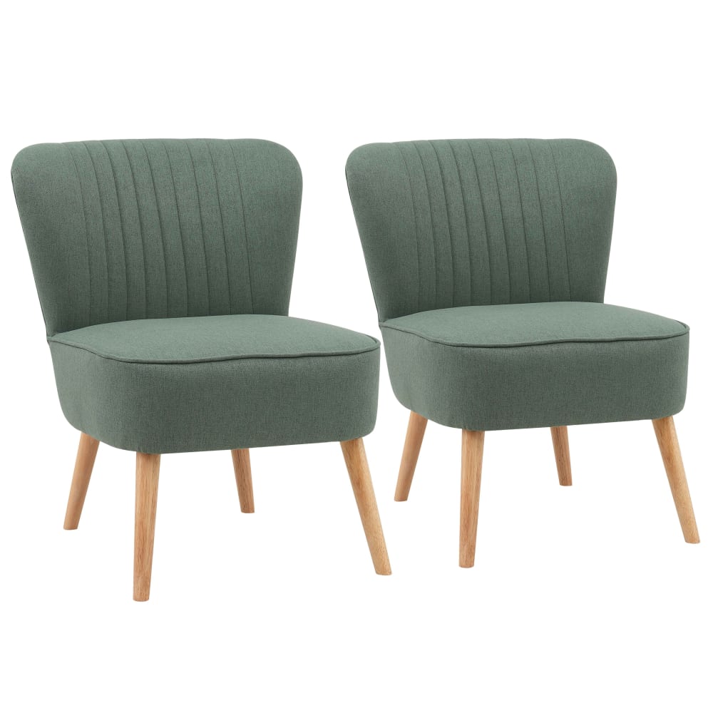 Lot de 2 fauteuils style crapaud en tissu vert