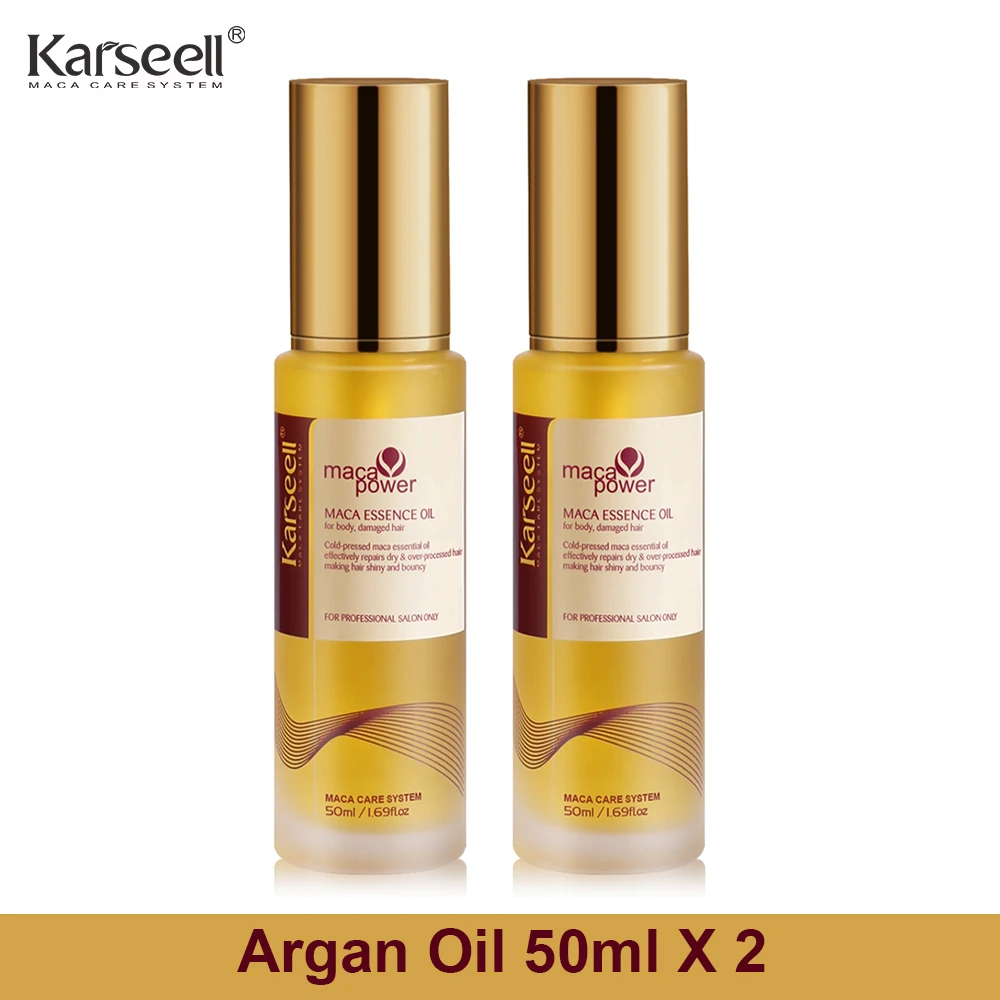 Karseell 1/2 pezzi Set olio di argan marocchino per la guarigione dei capelli Siero per capelli all'olio di argan pressato a freddo senza peso per capelli secchi e danneggiati