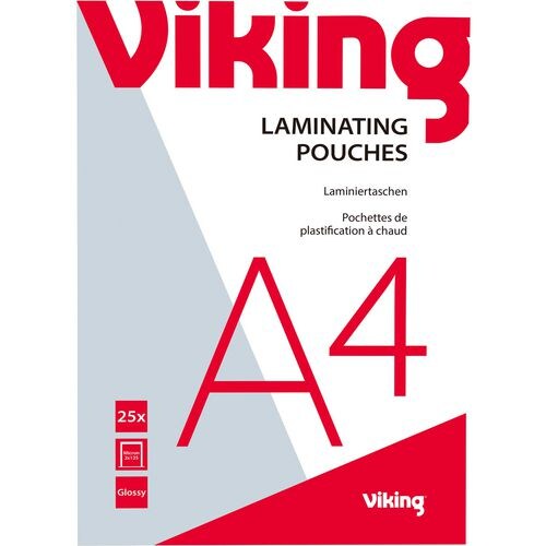 Viking Laminierfolien DIN A4 Glänzend 125 (2 x 125 Mikron) Transparent 25 Stück Image