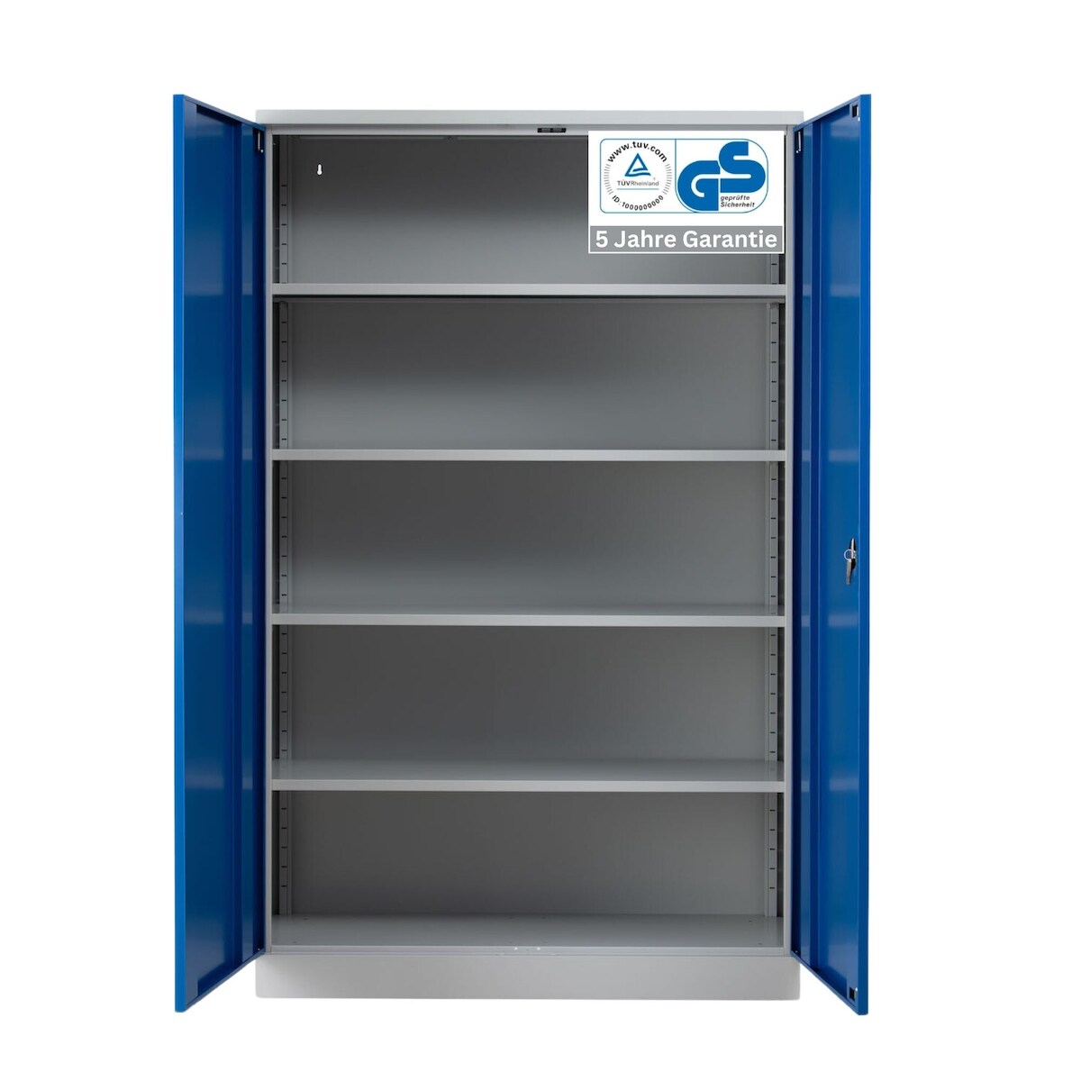 PROREGAL Stahlschrank BEE mit 6 verzinkte Fachböden | HxBxT 195x120x50cm | Lichtgrau-Enzianblau | Werkstattschrank Werkzeugschrank Aktenschrank Image