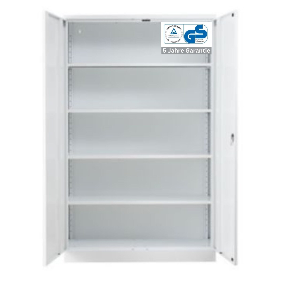 PROREGAL Stahlschrank BEE mit 5 lackierten Fachböden | HxBxT 195x120x42cm | Weiß-Weiß | Werkstattschrank Werkzeugschrank Aktenschrank Universalschrank Image