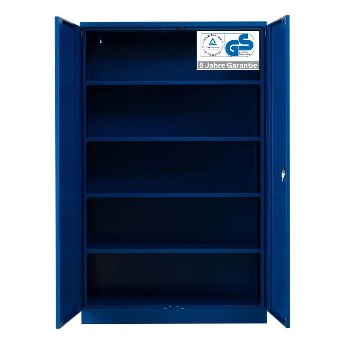 PROREGAL Stahlschrank BEE mit 8 lackierten Fachböden | HxBxT 195x120x42cm | Blau-Blau | Werkstattschrank Werkzeugschrank Aktenschrank Universalschrank Image