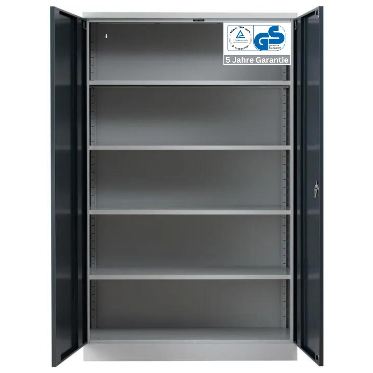 PROREGAL Stahlschrank BEE mit 10 verzinkten Fachböden | HxBxT 195x120x60cm | Grau-Anthrazit | Werkstattschrank Werkzeugschrank Aktenschrank Image