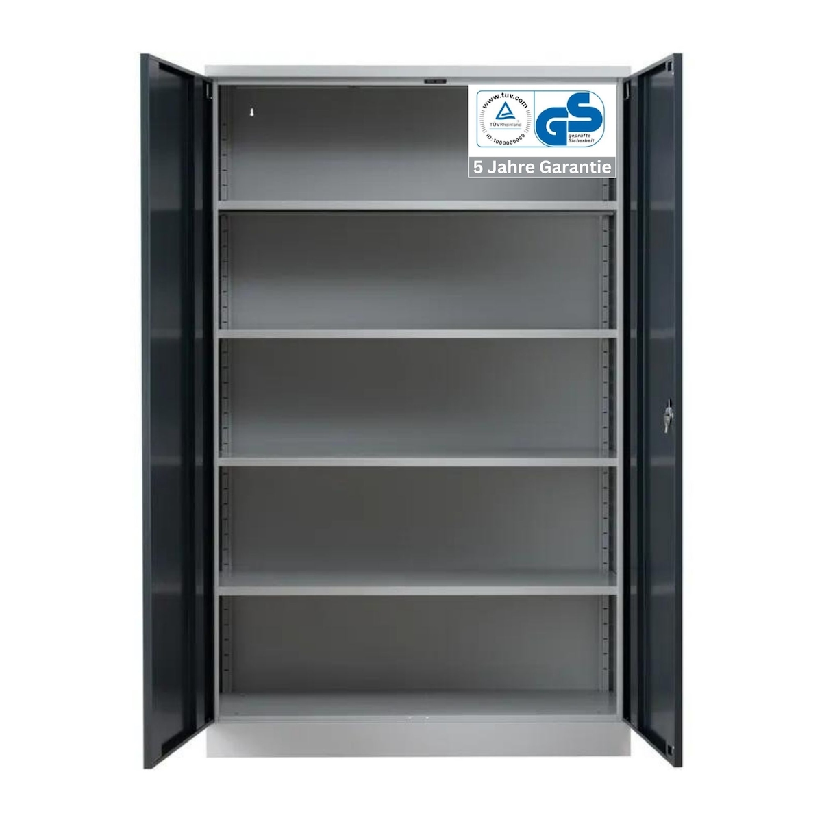 PROREGAL Stahlschrank BEE mit 8 lackierten Fachböden | HxBxT 195x92x60cm | Grau-Blau | Werkstattschrank Werkzeugschrank Aktenschrank Universalschrank Image