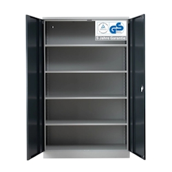 PROREGAL Stahlschrank BEE mit 7 lackierten Fachböden | HxBxT 195x120x50cm | Lichtgrau-Anthrazit| Werkstattschrank Werkzeugschrank Aktenschrank Image