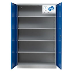 PROREGAL Stahlschrank BEE mit 5 verzinkten Fachböden | HxBxT 195x120x42cm | Grau-Blau | Werkstattschrank Werkzeugschrank Aktenschrank Universalschrank Image