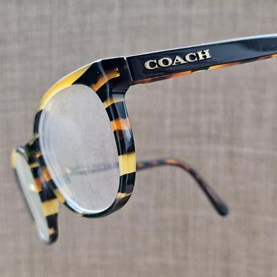 Coach Accessories | Coach Women Eyeglasses/Glasses Frame Hc6102 Blk Amber Gltr Vasity Stripe Frame | Color: Brown | Size: Os