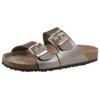 Pantolette TAMARIS, Damen, Gr. 37, silber (altsilberfarben), Lederimitat, leicht glänzend, casual, Schuhe, Sommerschuh, Schlappen mit gepolstertem Fußbett, Topseller