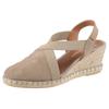 Keilsandalette VERBENAS "Milena Serraje", Damen, Gr. 40, grau (taupe), Veloursleder, casual, Schuhe, Sommerschuh, Riemchensandale, Urlaubschuh, Keilabsatz mit Juterahmen, Topseller