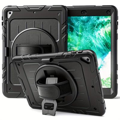 TEMU 360Â° Rotating For Ipad Air2//6 Defender Case - Pet Film Screen Guard, Pen Holder, Shoulder Strap, Shockproof With Multi-angle Stand, Dust-resistant For Use