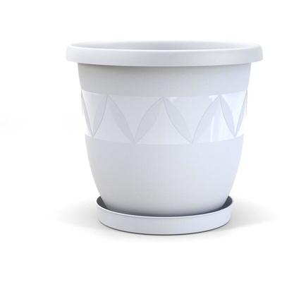 Plastard - Blumentopf 24 cm Durchmesser mit Untersetzer in Weiss Image