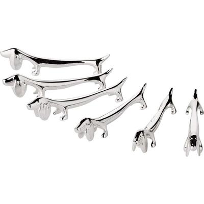 Set mit 6 Messerbank-Hunden, Länge 9 cm, edel versilbert, anlaufgeschützt - Csparkv Image