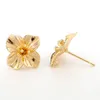 2pc Gold Farbe Blume Ohr Post Ohr stecker mit Schlaufe für DIY Frauen Ohrring Schmuck machen Suche 15x15mm, Draht größe: 21 Gauge
