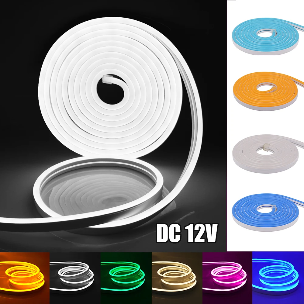 Neonstreifen DC 12 V IP65 wasserdicht 2835 120 LEDs/m weiß/blau/rosa/gelb/rot/grün flexibler Bandseil-LED-Streifen 0,5 m 1 m 3 m 5 m Image