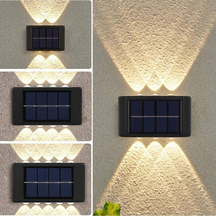 4/6/8/10LED Solar Licht Im Freien Wasserdichte Solar Power Up und Down Leuchtende Wall Washer Lampe für Garten Balkon Treppen Beleuchtung