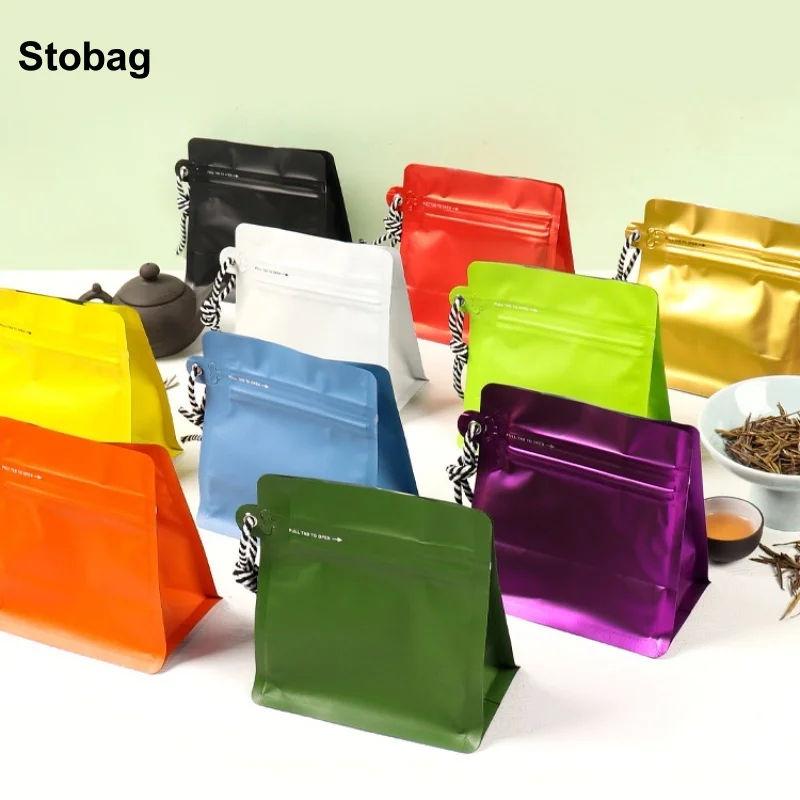 StoBag 50 Stück Großhandel für Kaffeebohnen, Verpackungsbeutel, Aluminiumfolie, versiegelt, für Tee, Pulver, Lebensmittel, Nüsse, Aufbewahrung, wiederverwendbar, tragbar Image