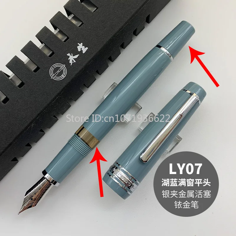 Wingsung 629 Füllfederhalter mit Kolbenfüllung, Iridium-Gold, EF/F-Feder, schwarz, dunkelblau, Kunstharz, Schreibtinte, Stifte, geschäftliche Schreibgeschenke Image