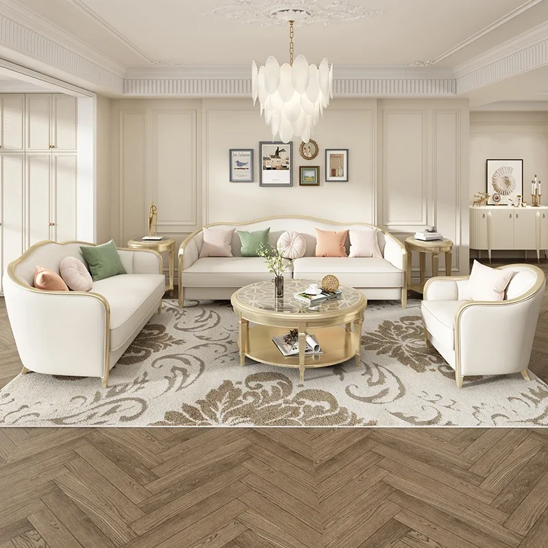 Luxus-Sofas aus echtem Leder, Designer-2-Sitzer, 3-teiliges Sofa, Wohnzimmer, Lounge, Divano Soggiorno, Möbel für Zuhause Image