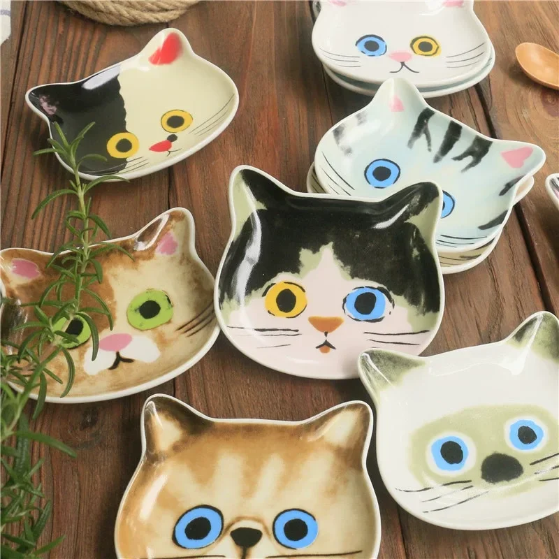 Japan Keramik cartoon katze soße gericht Kreative nette katze gesicht form würzige gericht kleine platten Hause küche liefert geschirr Image