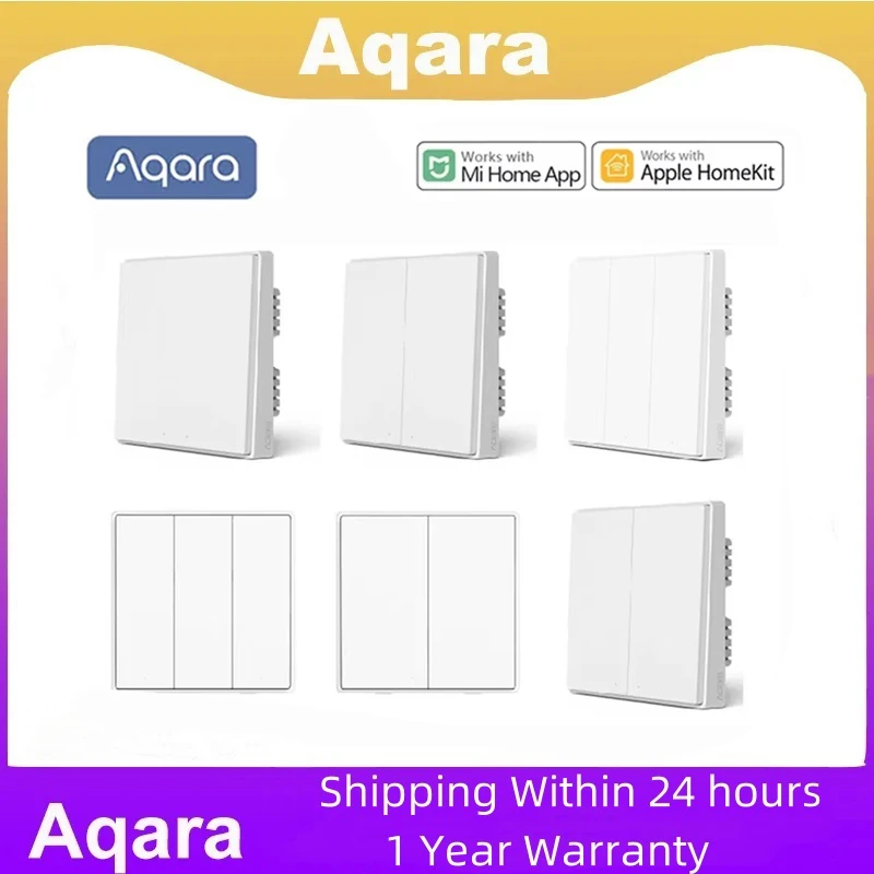 Aqara D1 Smart Wand Schalter ZigBee Drahtlose Schalter Schlüssel Licht Fernbedienung Feuer Draht Mit/KEINE Neutral Arbeit mit Mi Home HomeKit Image
