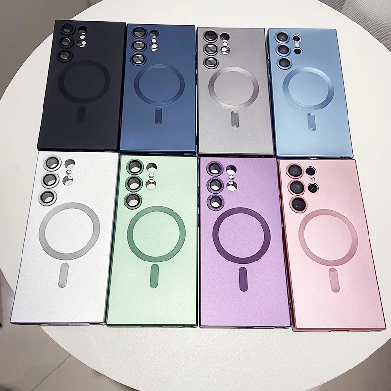 Für Magsafe Magnetische Drahtlose Lade Telefon Fällen für Samsung S25 PLUS S24 ULTRA S23 S22 S21 S20 Überzug Kamera Abdeckung Zubehör Image