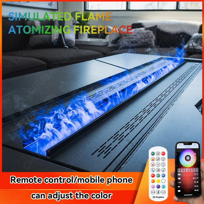Wasser Elektrischer Kamin 3D Fernbedienung APP Innendekoration Dampfkamin Nebelkamin Eingebetteter realistischer Nebelflamme Image
