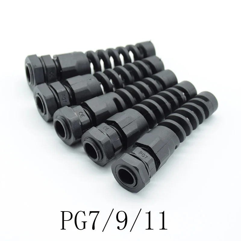 5 stücke PG7/PG9/PG11 IP68 Wasserdichte Kabelverschraubung Stecker M12 Kunststoff Flex Spirale Zugentlastung Schutz Für 3,5-6mm Draht Gewinde Image