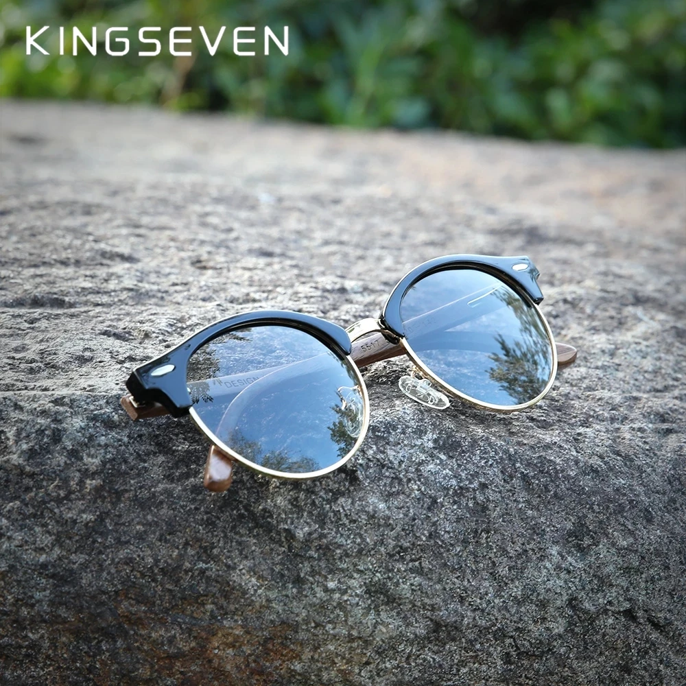 KINGSEVEN Marke Design Sonnenbrille Männer Frauen Handgemachte Runde Mode Brillen Polarisierte UV400 Gläser Männlich Weiblich Großen Rahmen Retro Image