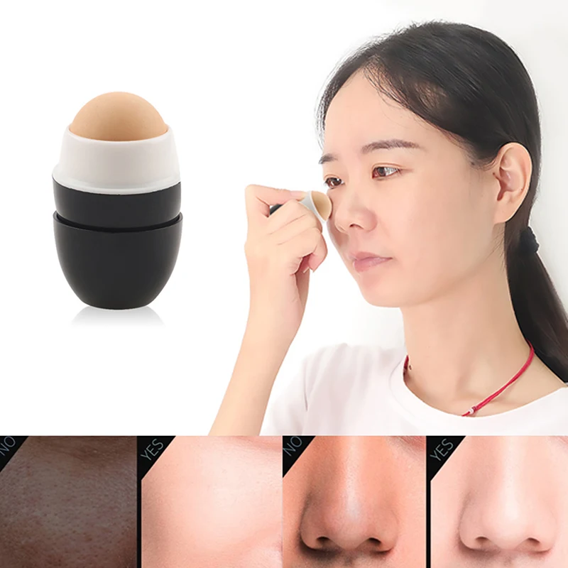 1 Stück tragbare Walze Vulkan Steinkugel Gesichts öl Absorption und Reinigung Make-up Gesicht Hautpflege-Tool Image