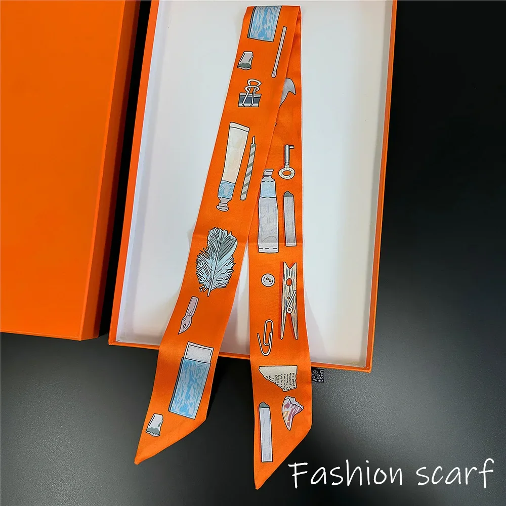 Koreanische vielseitige Kette Quaste hochwertige Maulbeerseide Twill Seidenband Verpackung und Bindung Tasche Griff Band kleiner Schal Image