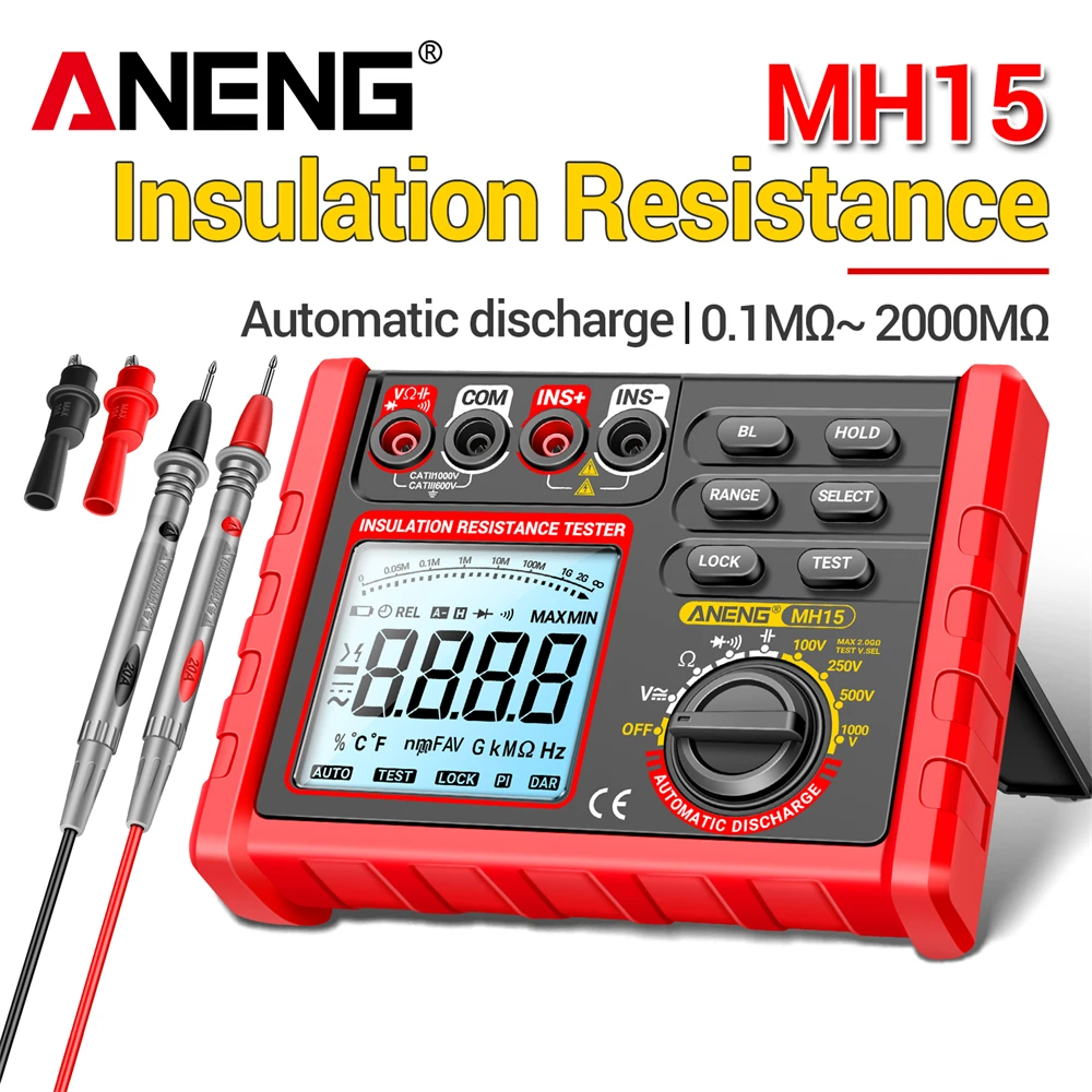 ANENG MH15 Digital Ohmmeter Isolationswiderstandsmesser 6000 Zählungen Widerstandstester Kondensatortest Megohmmeter Hochspannungswerkzeug Image