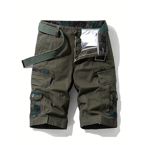 Herren Cargo-Shorts Shorts mit Camouflage-Muster Shorts Sommershorts Mehrere Taschen Gerader Schnitt Farbblock Tarnung Komfort Atmungsaktiv Kurz Lässig Täglich Ferien Sport Mode Schwarz Blau Image