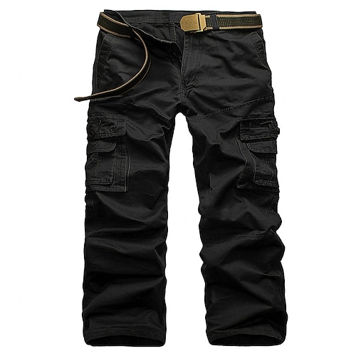 Herren Cargohose Cargohosen Cargohose Hose Hosen Taktisch Arbeitshose Klassisch Multi Pocket Glatt Draussen In voller Länge Täglich Baumwolle Basic Taktisch Schlank Schwarz Weiß Image