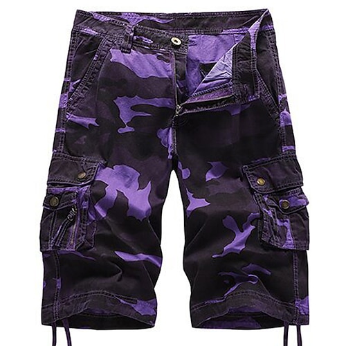 Herren Cargo-Shorts Shorts mit Camouflage-Muster Shorts Wander-Shorts Bein Kordelzug 6 Taschen Tarnung Komfort Outdoor Täglich Ausgehen Mode Streetwear Armeegrün Blau Image