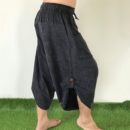 Herren Leinenhose Hose Hosen Sommerhosen Strandhose Kordelzug Elastische Taille Drop Schritt Glatt Komfort Atmungsaktiv Outdoor Täglich Strassenmode Leinen / Baumwoll Mischung Stilvoll Brautkleider Image