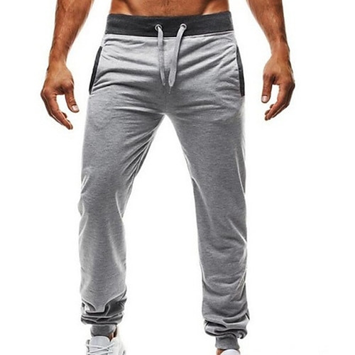 Herren Jogginghose Trainingshose Jogginghose Jogger Hose Hosen Tasche Kordelzug Elastische Taille Glatt Komfort Atmungsaktiv Outdoor Täglich Ausgehen Sport Modisch Schwarz Dunkelgray Image