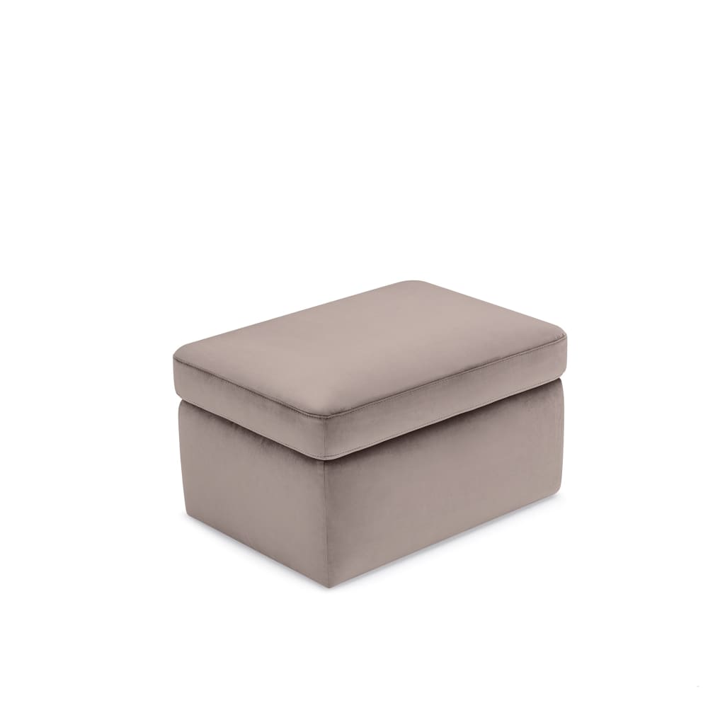 Pouf rangement fabriqué en Italie velours gris tourterelle 75x45 cm