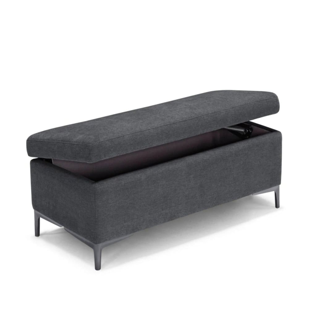 Banc de rangement en tissu chenille gris foncé 110x50 cm