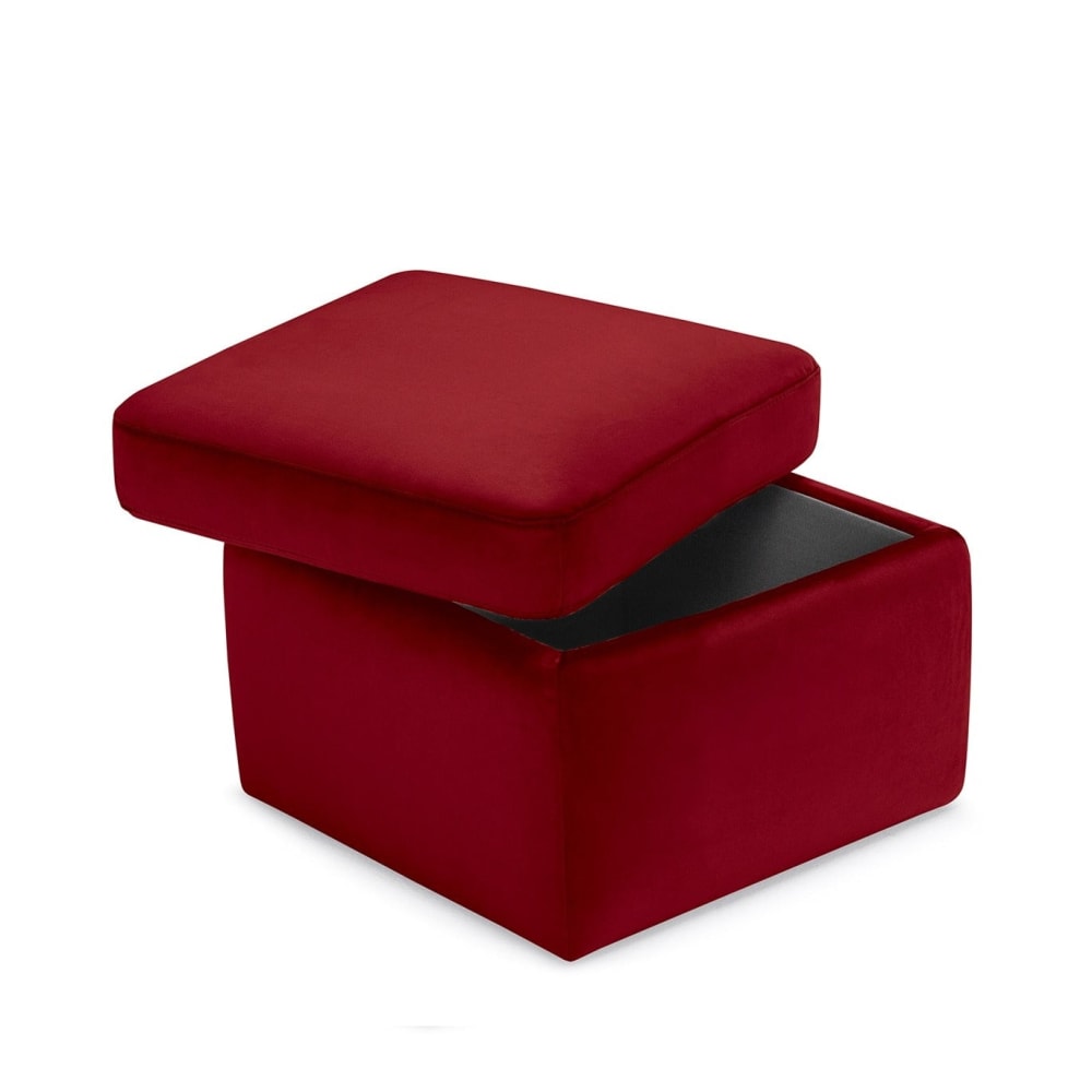 Pouf de rangement fabriqué en Italie en velours bordeaux 55x45 cm